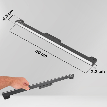 Lampa liniowa LED do szyny magnetycznej M20 24W 60cm czarna 3 BARWY ŚWIATŁA