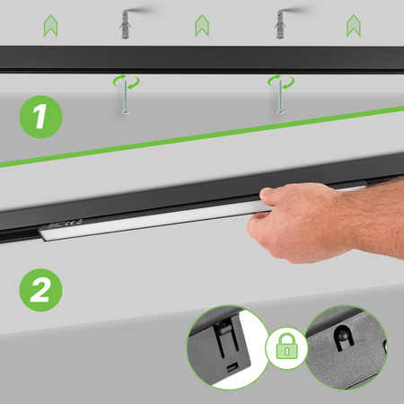 Lampa liniowa LED do szyny magnetycznej M20 18W 45cm czarna 3 BARWY ŚWIATŁA