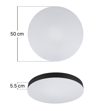 Plafon sufitowy LED okrągły czarny 3 barwy światła 3 poziomy jasności 50cm IP54