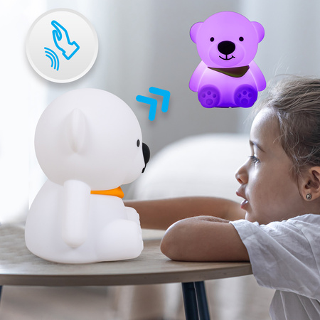 Lampka nocna LED dla dzieci MIŚ wielokolorowe światło RGB miękki silikon