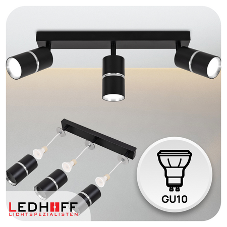 Kinkiet sufitowy Lampa potrójna SPOT GU10 czarna srebrna