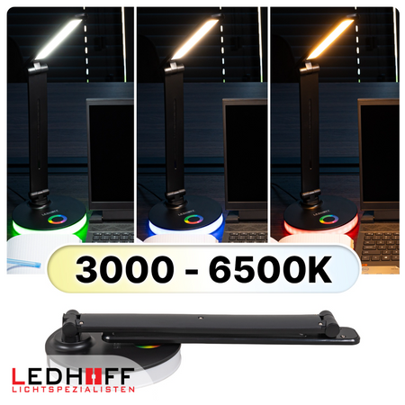 Lampka biurkowa LED do gamingu czarna 5W + światło RGB