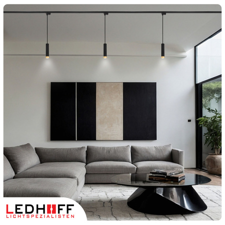 Oświetlenie szynowe czarny złoty 4x lampa wisząca 150cm GU10 szyna 2m