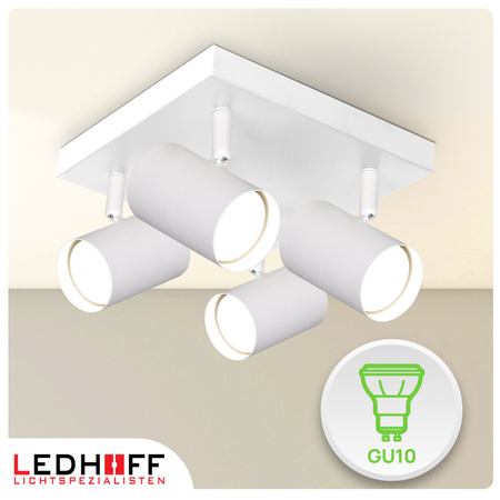 Lampa sufitowa Kinkiet poczwórny kwadrat GU10 biały LINEA