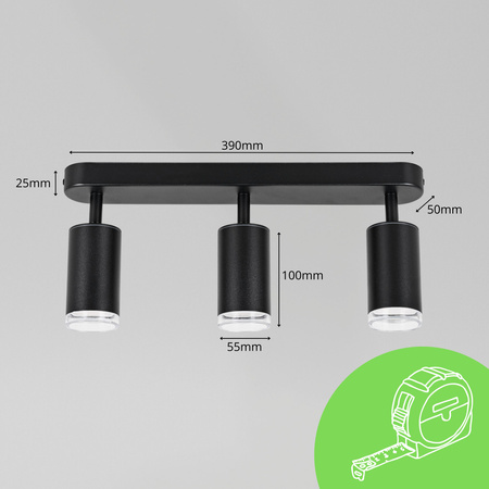 Kinkiet sufitowy potrójny SPOT 3xGU10 czarny wodoodporny