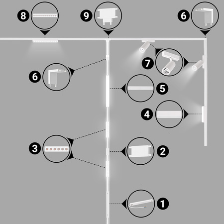 Lampa LED reflektor do szyny magnetycznej 6W punktowa BIAŁA 4000K oprawa