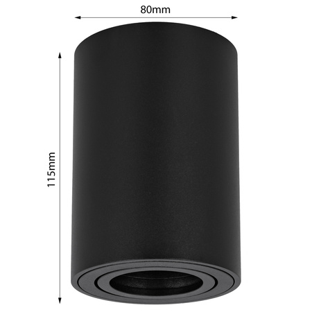 Oprawa sufitowa natynkowa Tuba GU10 okrągła czarna
