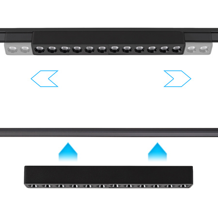 Oświetlenie szynowe magnetyczne ZESTAW 2x Listwa 1m + 6x lampa LED CZARNY