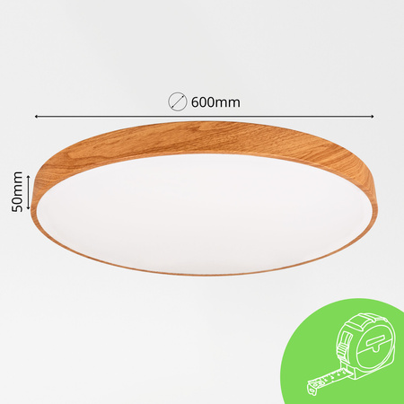 Plafon sufitowy LED 60cm z drewnianym wzorem