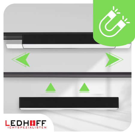 Oświetlenie szynowe magnetyczne ZESTAW 2x listwa 1m + 6x lampa LED CZARNA