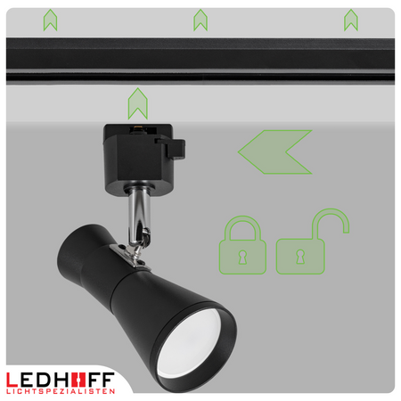 Oświetlenie szynowe czarne reflektor GU10 x4 szyna 1m