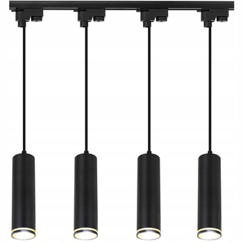 Oświetlenie szynowe wiszące czarne 4x GU10 szyna 1m