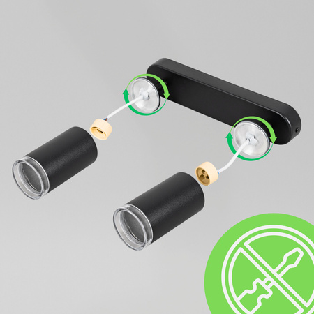 Kinkiet sufitowy podwójny SPOT GU10 czarny wodoodporny