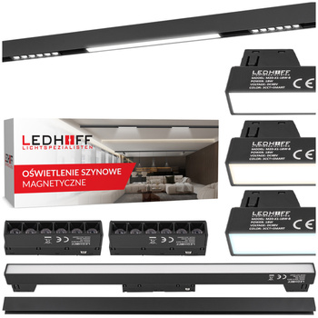 ZESTAW M20 LED 1x Lampa liniowa 18W + 2x lampa punktowa 6W 3 BARWY ŚWIATŁA + szyna magnetyczna 1m