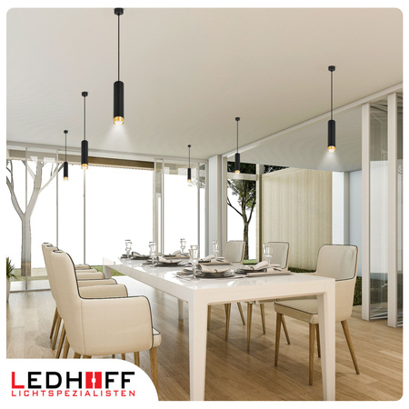 Lampa sufitowa wisząca na kablu Tuba LED GU10 czarna złota