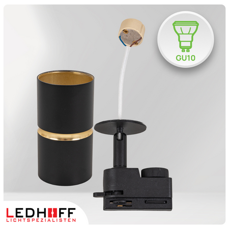 Oświetlenie szynowe czarny złoty 5x lampa GU10 szyna 3m