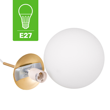 Lampa wisząca ze szkła opalowego Kula biała złota E27