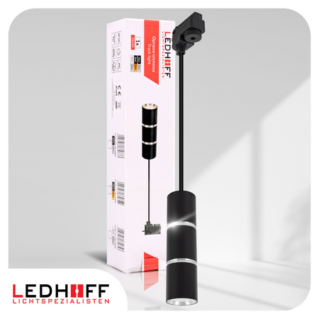 Oświetlenie szynowe czarny srebrny 8x lampa wisząca 100cm GU10 szyna 4m