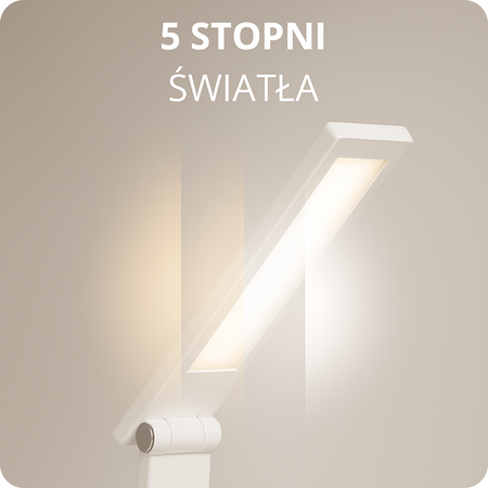 Lampka biurkowa LED biała 6W z ładowarką indukcyjną i portem USB