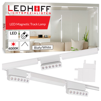 Oświetlenie szynowe magnetyczne ZESTAW 2x listwa 1m + 6x lampa LED BIAŁA