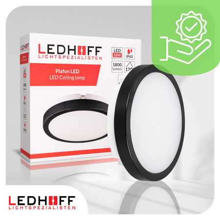 Plafon LED Lampa sufitowa 22cm 3 barwy światła IP65 czarna