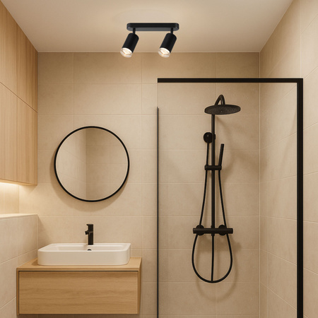 Kinkiet sufitowy podwójny SPOT GU10 czarny wodoodporny