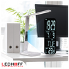 Lampka biurkowa LED biała 8W + budzik kalendarz ekran LCD + ładowarka indukcyjna
