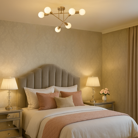 Lampa sufitowa złota metalowa E27 ozdobna 6-punktowa Trinity