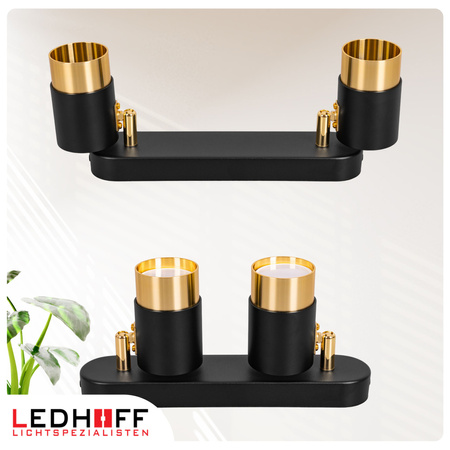 Kinkiet sufitowy podwójny SPOT GU10 czarny złoty