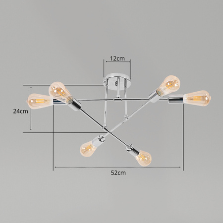 Lampa sufitowa czarno-złota metalowa E27 ozdobna 6-punktowa loft Trinity