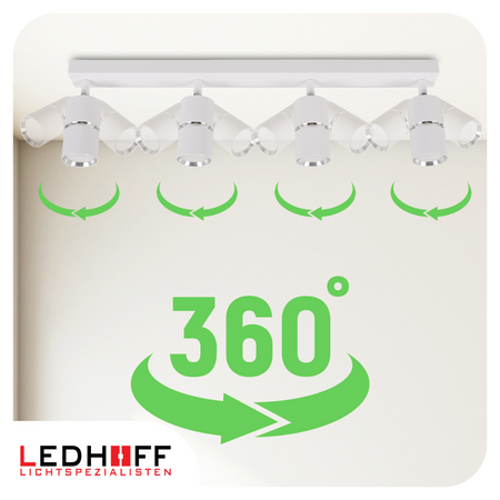 Kinkiet sufitowy Lampa poczwórna SPOT GU10 biała srebrna