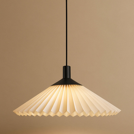 Lampa wisząca plisowana czarno-biała E27 Nowoczesna oprawa nad stół lub wyspę