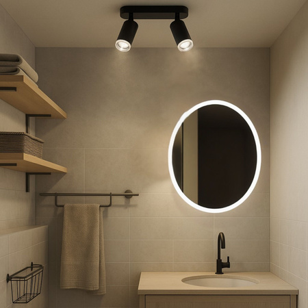 Kinkiet sufitowy podwójny SPOT GU10 czarny wodoodporny