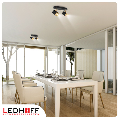 Kinkiet sufitowy podwójny SPOT GU10 czarny złoty