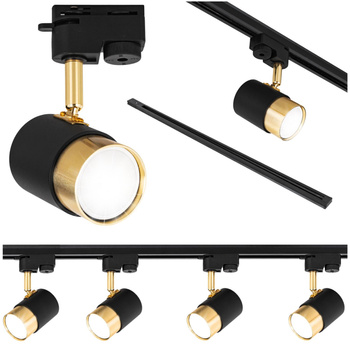 Oświetlenie szynowe czarno-złote 4x lampa GU10 + szyna 1m