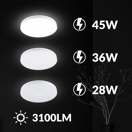 Plafon sufitowy LED okrągły biały 3 barwy światła 3 poziomy jasności 50cm IP54