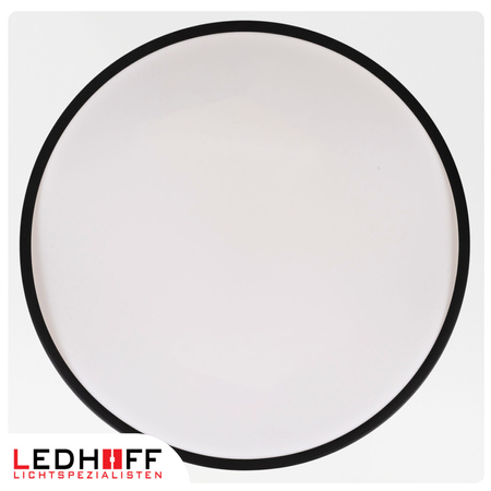 Lampa sufitowa LED Plafon 40cm z drewnem CZARNA Okrągła 40W naturalna 4000K