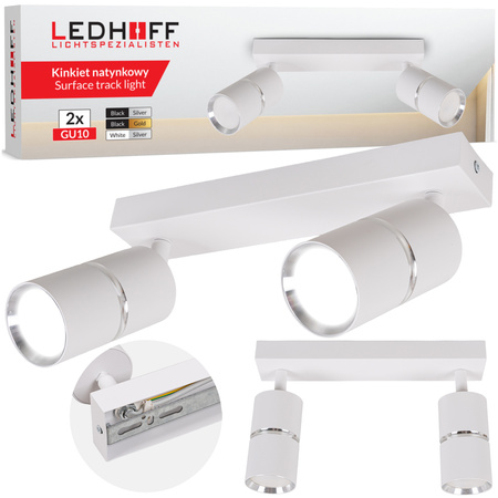 Kinkiet sufitowy podwójny SPOT GU10 biały srebrny