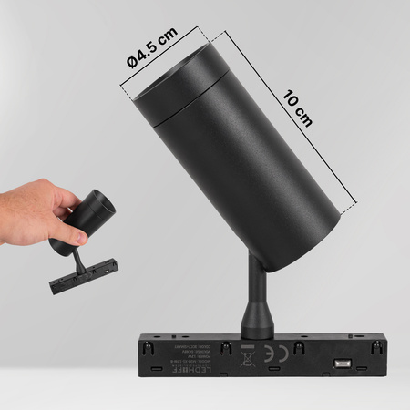 ZESTAW M20 LED 4x Lampa punktowa SPOT 12W 3 BARWY ŚWIATŁA + szyna magnetyczna 1m