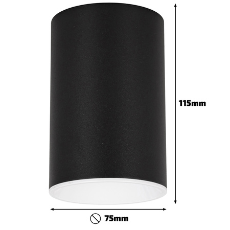 Oprawa sufitowa natynkowa Tuba GU10 okrągła czarno-biała