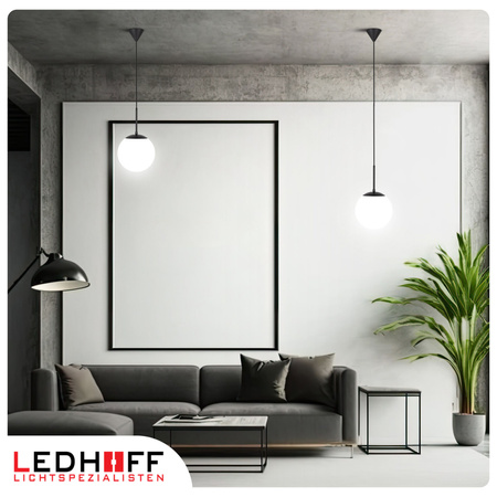 Lampa wisząca kula biała czarna E27 do salonu sypialni NOWOCZESNA