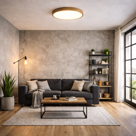 Plafon sufitowy LED 50cm z drewnianym wzorem