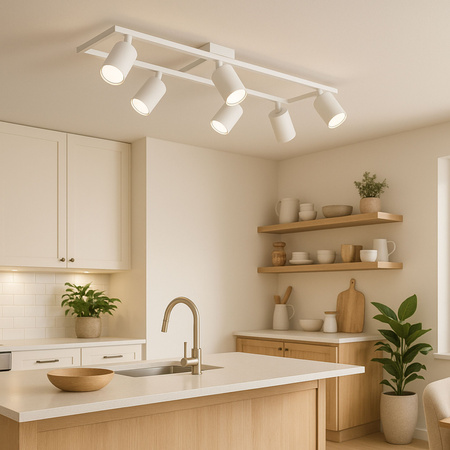 Kinkiet sufitowy Lampa 6x GU10 SPOT biały duży prostokąt QUADRO