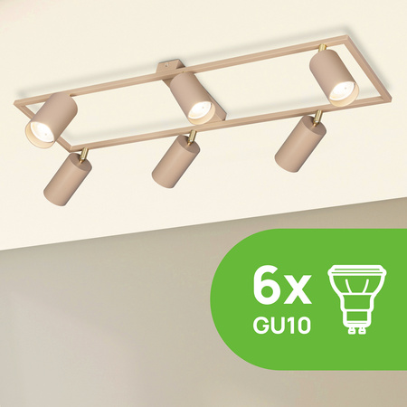 Lampa sufitowa Kinkiet 6x GU10 prostokąt beżowy kaszmirowy LUMIO