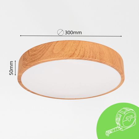 Plafon sufitowy LED 30cm z drewnianym wzorem