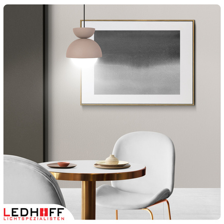 Lampa wisząca beżowa biały szklany klosz nad stół NOWOCZESNA