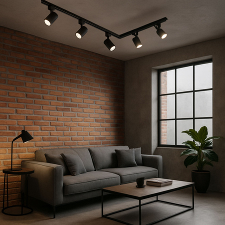 Oświetlenie szynowe czarne 5x lampa GU10 + 3x szyna 1m