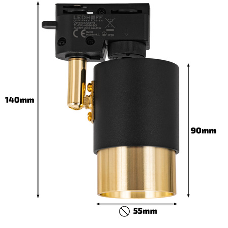 Oświetlenie szynowe czarno-złote 4x lampa GU10 + szyna 2m