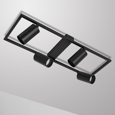 Kinkiet sufitowy Lampa poczwórna SPOT GU10 czarny prostokąt QUADRO