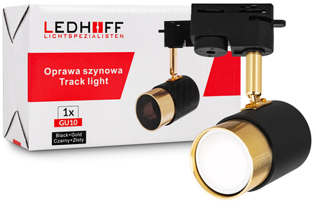 Oświetlenie szynowe czarno-złote 8x lampa GU10 + szyna 4m